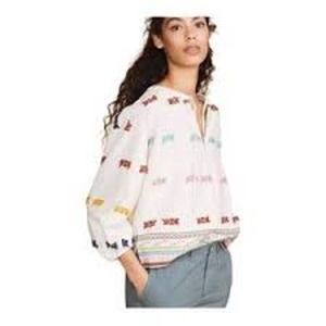 Lou & Grey for Loft Ivory Embroidered Boho Top